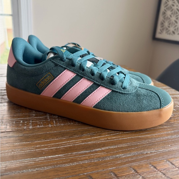 Adidas VL Court 3.0 Teal and Pink Sneakers - Picture 6 of 6